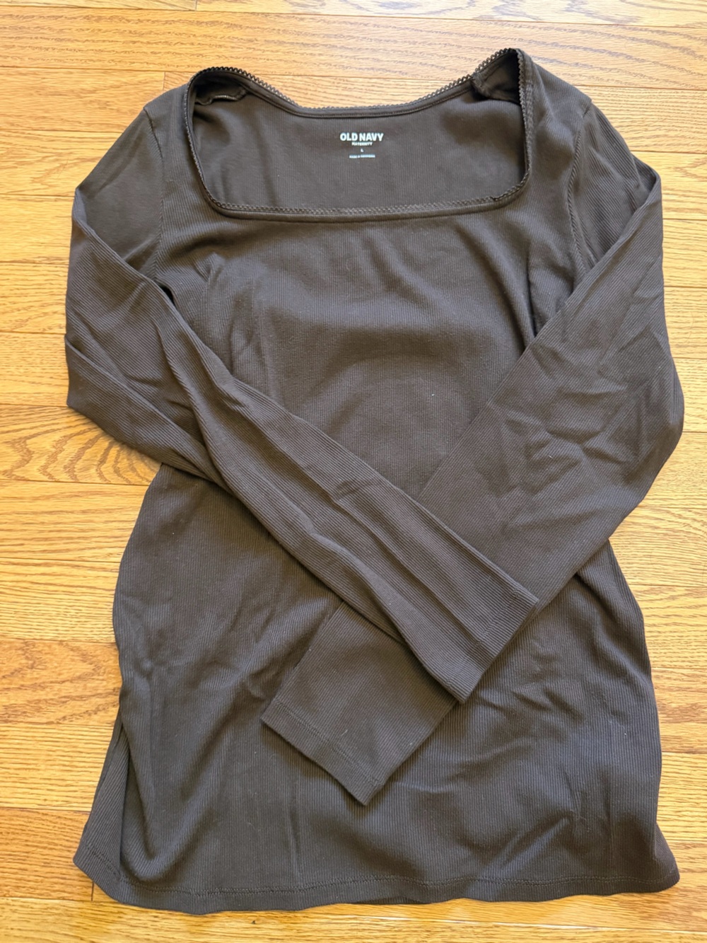 Old Navy Women's Maternity Brown Square Neck Long Sleeve Top L